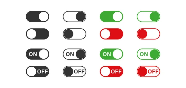 Düğmeleri Değiştir Açık Kapalı Vektör Simgeleri Düz Bir Şekilde Ayarlandı — Stok Vektör