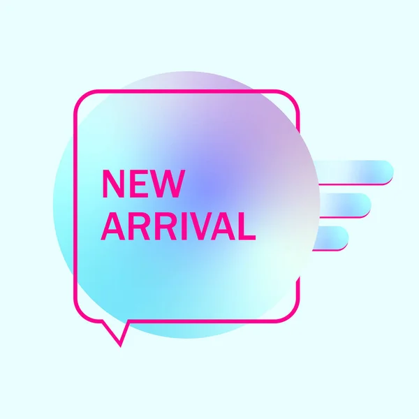 Yeni gelen. Çevrimiçi dükkan için imza şablonu. Dijital reklam konsepti, online promosyon afişi. Modern gradyanla imzala.
