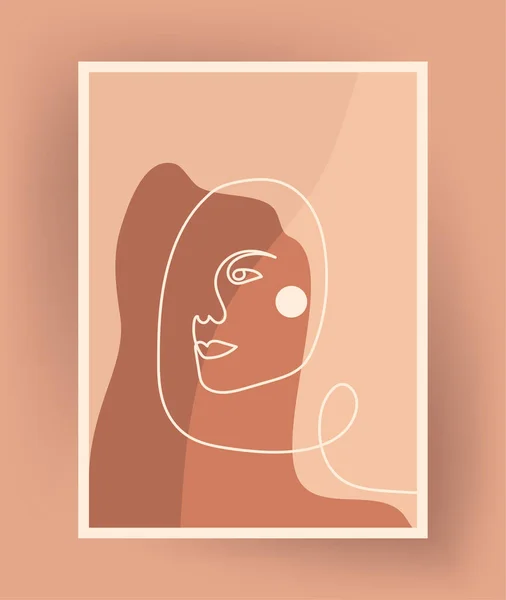 Портрет Женщины Одном Стиле Коричневый Песочный Абстрактный Фон Векторная Иллюстрация — стоковый вектор
