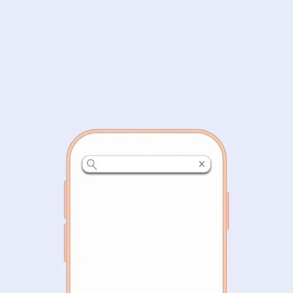 Beyaz arka planlı bir telefon şablonu. Arama çubuğu olan bir akıllı telefon. Vektör düzenlenebilir illüstrasyon