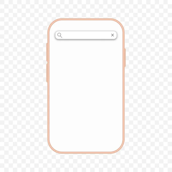 Telefon arama çubuğu ve boş alan ile modellenir. Pembe çantadaki izole akıllı telefon şablonu. Vektör illüstrasyonu