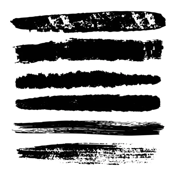 Collection Black Brushstrokes Vector Design Elements Decoration Paint Strokes Imitation — ストックベクタ