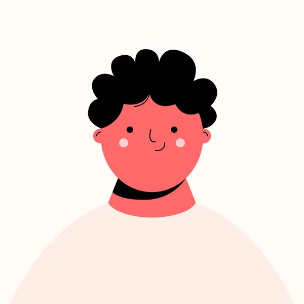 Portrait Cute Boy Black Hair Trendy Cute Avatar Man Vector — Stock Vector