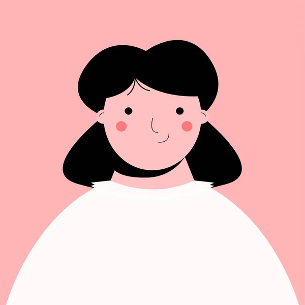 笑顔の少女のフラット肖像画 流行かわいい女性のアバター ベクターイラスト — ストックベクタ