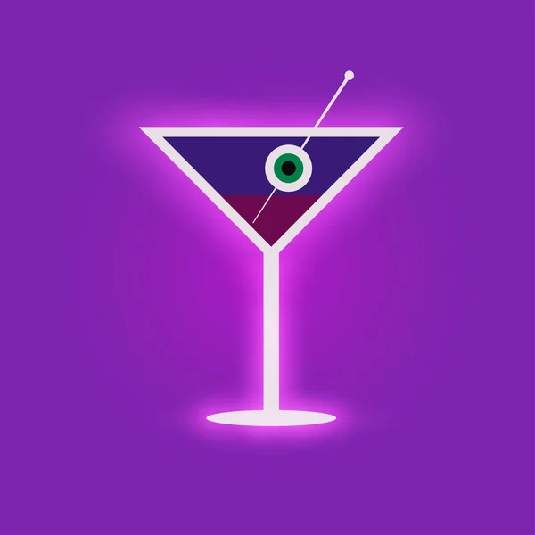 Cocktail Alcoólico Para Festa Halloween Cocktail Roxo Assustador Com Olho — Vetor de Stock