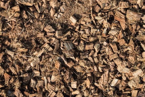 A pilha de casca de coco para a agricultura — Fotografia de Stock