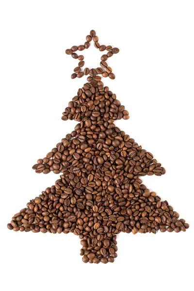 Christmas tree made from coffee beans. — Stock Photo, Image