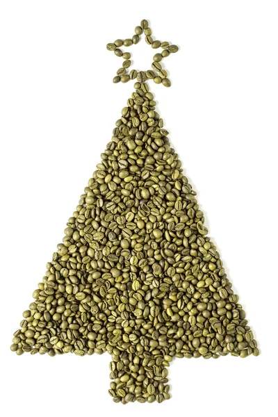 Christmas tree made from coffee beans. — Stock Photo, Image