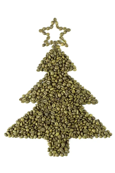 Christmas tree made from coffee beans. — Stock Photo, Image