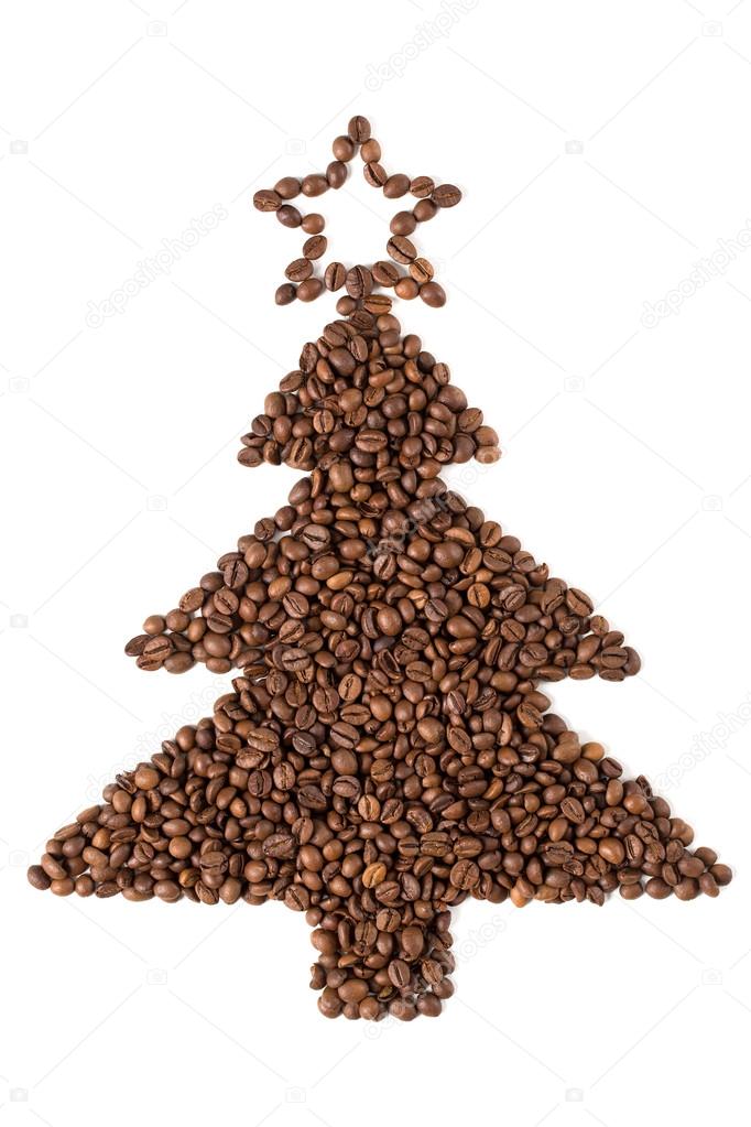 Christmas tree made from coffee beans.