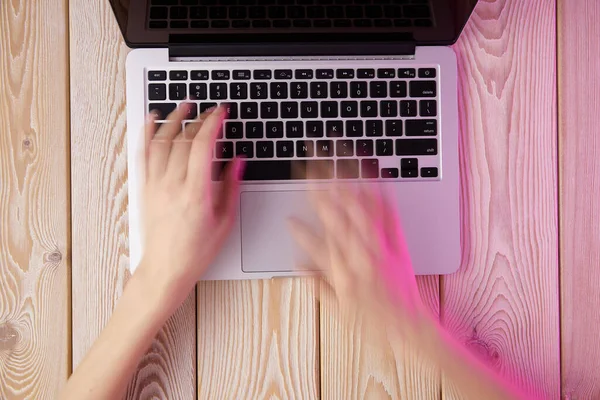 Afbeelding Van Honden Poten Voor Laptop Toetsenbord Zicht Van Bovenaf — Stockfoto