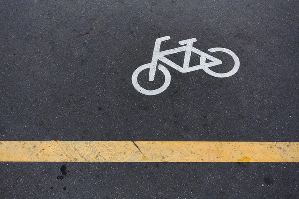 Image Panneau Icône Vélo Sur Route Dans Parc Piste Cyclable — Photo