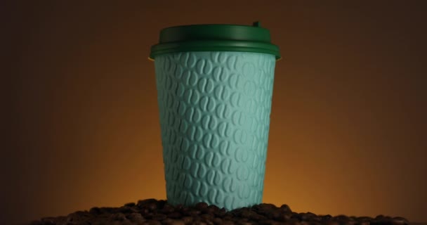 Tasse Café Papier Vert Tournant Tasse Jetable Pour Boissons Chaudes — Video