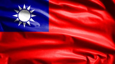 Taiwanese flag waving in the wind. Close up of Taiwan banner blowing, soft and smooth silk. Cloth fabric texture ensign background. Use it for national day and country occasions concept. clipart