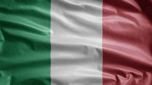 Bandera Italiana Ondeando Viento Primer Plano Italia Banner Soplado Suave —  Fotos de Stock