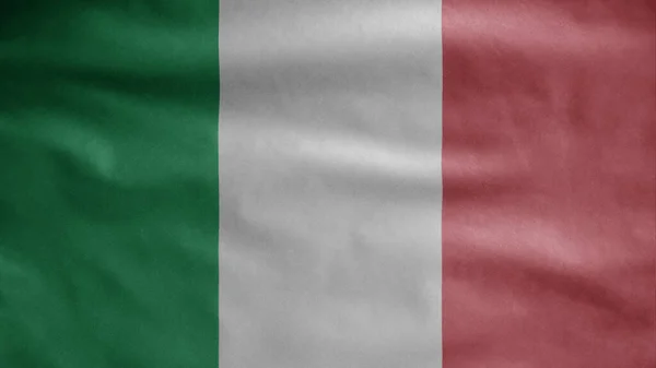 Olasz Zászló Lengett Szélben Közelkép Olaszország Banner Fúj Puha Sima — Stock Fotó
