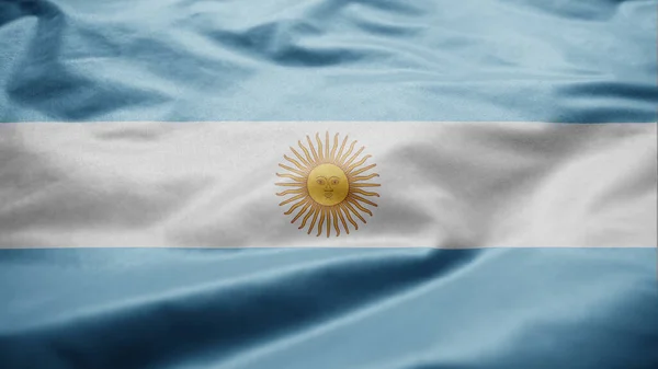 Bandera Argentina Ondeando Viento Primer Plano Bandera Argentina Soplando Seda — Foto de Stock