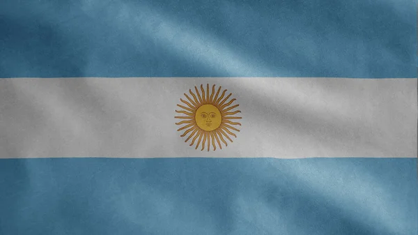 Аргентинский Флаг Размахивающий Ветром Закрыть Пузырьком Мягким Гладким Шелком Ткань — стоковое фото