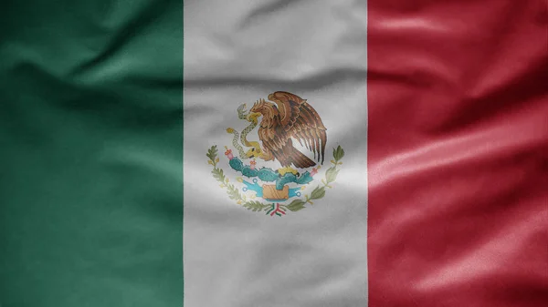 Μεξικανική Σημαία Κυματίζει Στον Άνεμο Κοντινό Πλάνο Της Σημαίας Του — Φωτογραφία Αρχείου