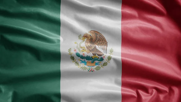 Мексиканський Прапор Махає Вітром Мехіканський Прапор Дує Який Гладкий Шовк — стокове фото