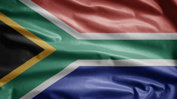 Bandera Africana Rsa Ondeando Viento Primer Plano Bandera Sudáfrica Que — Foto de Stock