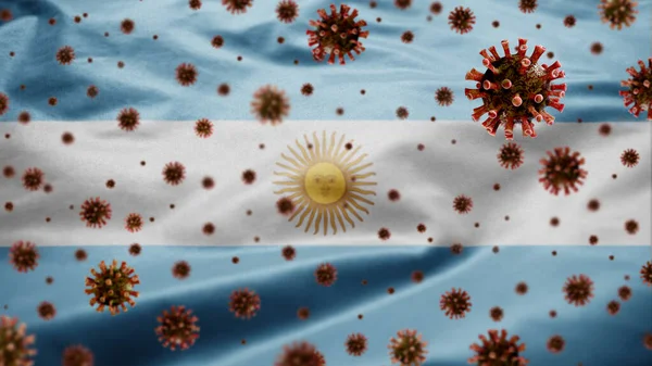 Аргентинский Флаг Размахивающий Вспышкой Коронавируса Заражающий Дыхательную Систему Опасный Грипп — стоковое фото