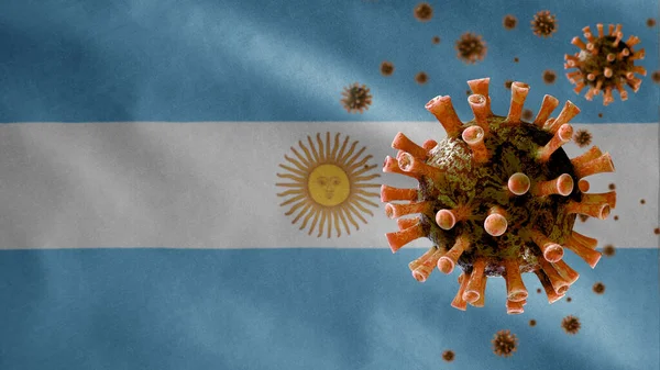 Аргентинский Флаг Размахивающий Вспышкой Коронавируса Заражающий Дыхательную Систему Опасный Грипп — стоковое фото