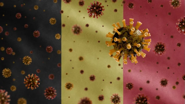 Βελγική Σημαία Κυματίζει Και Coronavirus 2019 Ncov Έννοια Ασιατικό Ξέσπασμα — Φωτογραφία Αρχείου