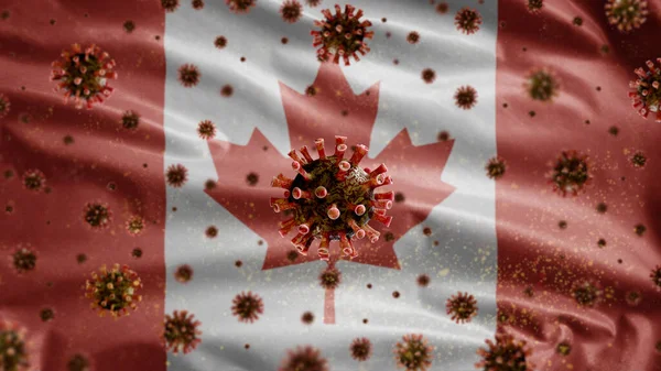 Bandera Canadá Ondeando Coronavirus 2019 Ncov Concepto Brote Asiático Canadá —  Fotos de Stock