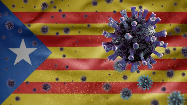 Catalonia Independent Flag Waving Coronavirus 2019 Ncov Concept Surto Asiático — Fotografia de Stock