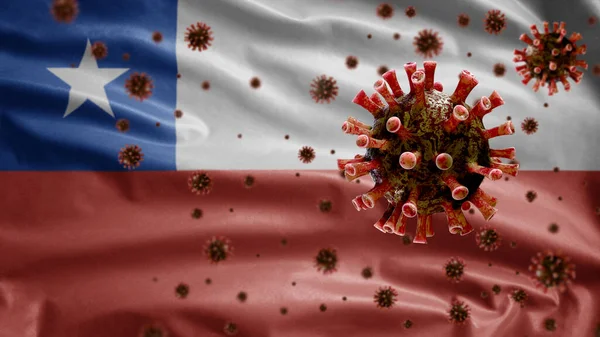 Chilijska Flaga Machanie Koncepcja Coronavirus 2019 Ncov Azjatycka Epidemia Chile — Zdjęcie stockowe