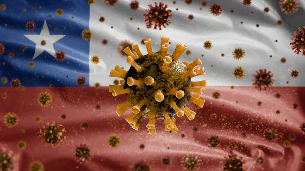 Bandeira Chilena Acenando Conceito Coronavirus 2019 Ncov Surto Asiático Chile — Fotografia de Stock