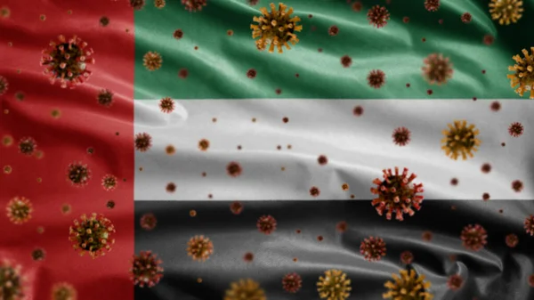 United Arab Emirates Flag Waving Coronavirus 2019 Ncov Concept Asian — Stock Photo, Image