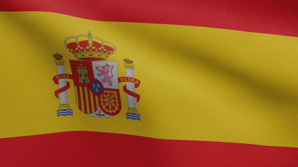 Испанский Флаг Размахивающий Ветру Закрыть Баннер Испании Мягкий Гладкий Шелк — стоковое фото