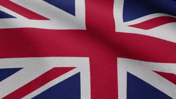Bandera Del Reino Unido Ondeando Viento Primer Plano Bandera Británica — Vídeo de stock