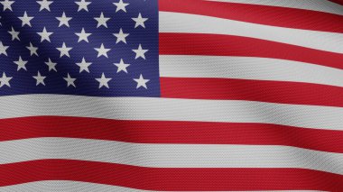 Rüzgarda dalgalanan Amerikan bayrağı. Yumuşak ve pürüzsüz ipek ABD bayrağını yakın çekin. Kumaş kumaş dokusu, Asteğmen. Ulusal gün ve ülke etkinlikleri konsepti için kullan..