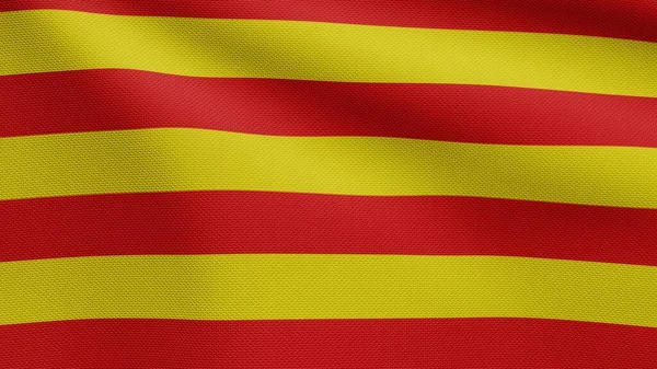 Drapeau Catalogne Agitant Dans Vent Gros Plan Bannière Catalane Soufflant — Photo