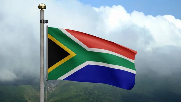 Afrikanische Rsa Flagge Weht Windberg Großaufnahme Von Südafrika Banner Weht — Stockfoto