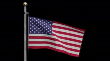 Alfa kanalı rüzgarda dalgalanan Amerikan bayrağını yakınlaştır. Şeffaf ABD afişi, yumuşak ve pürüzsüz ipek. Kumaş kumaş dokusu, Asteğmen. Ulusal gün ve ülke konsepti için kullan.