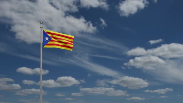 Bandeira Independente Catalunha Acenando Vento Com Nuvem Azul Céu Banner — Vídeo de Stock