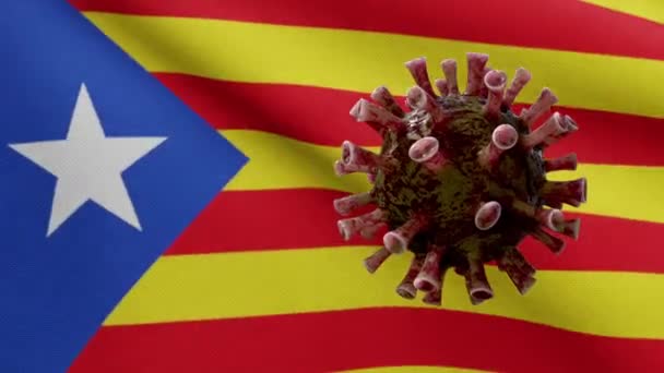 Независимый Флаг Каталонии Концепция Coronavirus 2019 Ncov Азиатская Вспышка Каталонских — стоковое видео