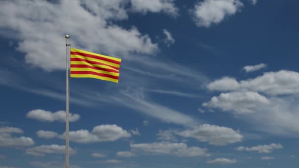 Bandeira Independente Catalunha Acenando Vento Com Nuvem Azul Céu Banner — Vídeo de Stock