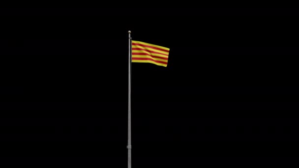Kanál Alfa Katalánska Nezávislá Vlajka Vlnící Větru Katalánský Prapor Vlál — Stock video