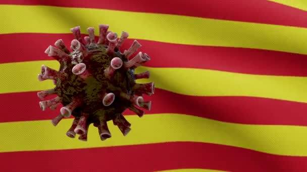 Catalonia Independent Flag Waving Coronavirus 2019 Ncov Concept Surto Asiático — Vídeo de Stock