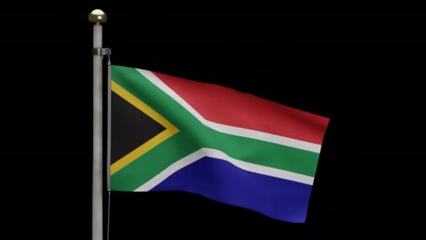 Alpha Kanal Afrikanska Rsa Flaggan Vinkar Vinden Sydafrika Banderoll Blåser — Stockvideo
