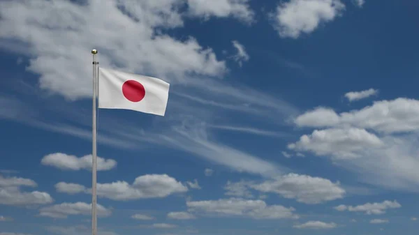 Bandeira Japonesa Acenando Vento Com Céu Azul Close Bandeira Japão — Fotografia de Stock