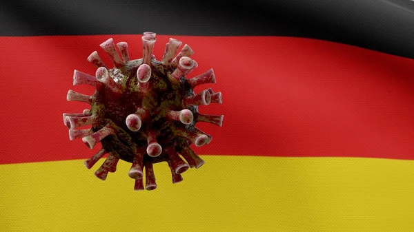 Duitse Vlag Zwaaien Coronavirus 2019 Ncov Concept Aziatische Uitbraak Duitsland — Stockfoto