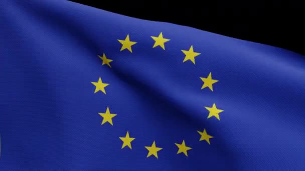 Canal Alfa Bandeira União Europeia Acenando Vento Banner Europa Soprando — Vídeo de Stock