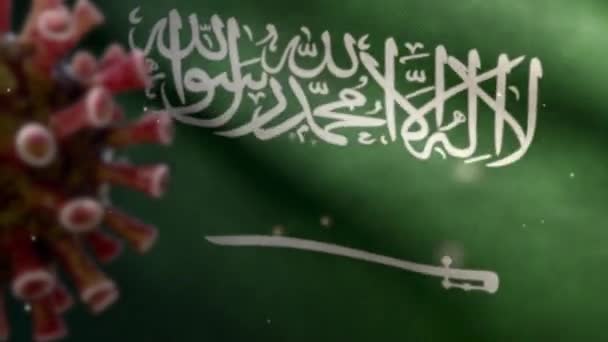 Királyság Szaúd Arábia Zászló Integetett Coronavirus Járvány Fertőző Légzőrendszer Veszélyes — Stock videók