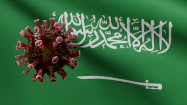 Bandeira Reino Arábia Saudita Acenando Conceito Ncov Coronavirus 2019 Surto — Vídeo de Stock